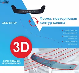 Дефлектор капоту мухобійка для Ford Fiesta 2008-2013 Євро Кріплення (Vip Tuning) - мініатюра 2