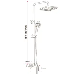 Душова система Globus Lux GLA-0005NE LAGUNA змішувач для ванної кімнати з латуні без вилива - мініатюра 2