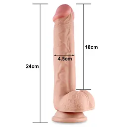 Фалоімітатор Lovetoy Sliding-Skin Dual Layer Dong 9 24 см тілесний - мініатюра 9