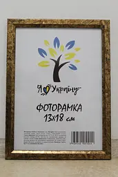 Фоторамка 13х18, зістарене золото із золотою вставкою, 1210-3055, Скло + Картон