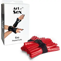 Плісовані манжети на руки Art of Sex - Eva, колір червоний - мініатюра 3