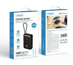 Портативна батарея VEGER K3 PD QC3.0 35W 30000mAh (W2018) Black - мініатюра 5