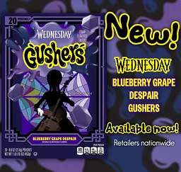 Фруктові жувальні цукерки Gushers Halloween Wednesday со вкусом черники и винограда 20шт 453г - мініатюра 3