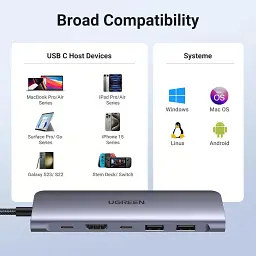 Концентратор Ugreen USB-C 7-in-1 2xUSB 3.0 + USB-C PD100W + HDMI 4K30Hz + SD/TF black (15214) - мініатюра 7