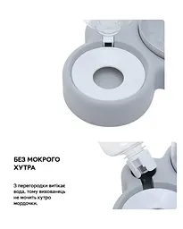 Подвійна миска для тварин Semi Animal Bowl 13см*38см*22см 500 мл, Light Blue з автоматичною поїлкою - мініатюра 3