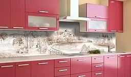 Кухонний фартух Турецький Вінтаж вінілова наклейка для кухні Архітектура замок Бежевий Happy Pocket Z181373 - мініатюра 2