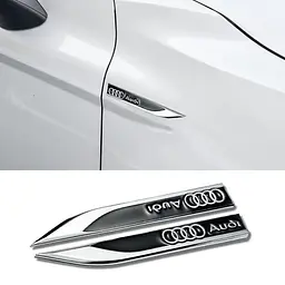 Емблема крила Audi 2шт 148×18мм чорні (метал) - мініатюра 3