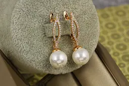 Сережки підвіски Xuping Jewelry з перлами Кассіопея 3,3 см золотисті