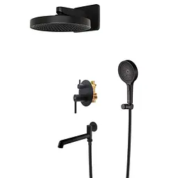 Душова система прихованого монтажу Koer KB-66029-05 3 функції Black KR5492, Чорний матовий - мініатюра 3