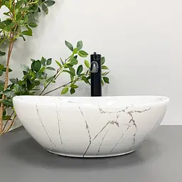Умивальник VBI Parma white stone glossy накладний VBI-011017, Мармур - мініатюра 4