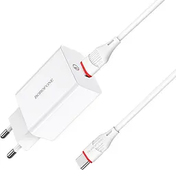 Зарядний пристрій Borofone BA21A Long jorney QC3.0 3A 18W з BX17 Type-C cable white - мініатюра 3