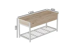 Банкетка з ящиком Ferrum-decor Дрейк 2 550x1200x400 метал Білий ДСП Дуб Сан-Марино 16 мм (FRD-103074) - мініатюра 2