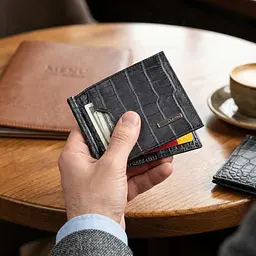 Практичний чоловічий гаманець-затиск із натуральної шкіри KARYA 22851 сіра - мініатюра 2