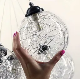 Підвісний світильник Transparent Bubbles на 7 плафонів з металевою ниткою Line.F 371/7 - мініатюра 3