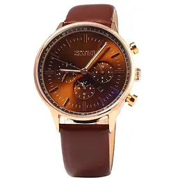 Чоловічий класичний годинник Skmei 9117 Gold Brown - мініатюра 3