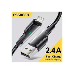 Дата кабель USB 2.0 AM to Lightning 1.0m 2.4A black Essager (EXCL-LS01) - миниатюра 2