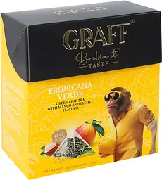 Чай зелений Graff Tropicana verde у пірамідках 36 г (20 шт. х 1.8 г) 