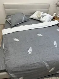 Простирадло без резинки Ecotton Євро 220х240 см із сатину сірого кольору (25356) - мініатюра 7