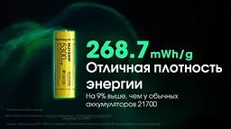 Акумулятор захищений Nitecore Li-Ion 21700 NL2153HP 3.6V 5300mAh Жовтий (2464812628) - мініатюра 7