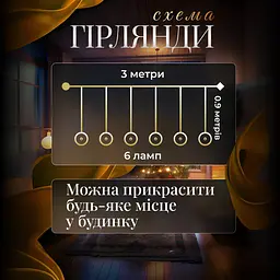 Гірлянда-штора Діамант 3 метри 6 фігур, теплий білий GarlandoPro 6L3MDIA - мініатюра 2