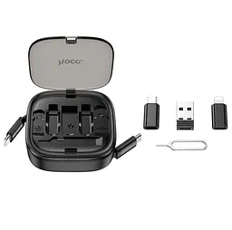 Кабель Hoco U140 Retractable charging data cable set Black - мініатюра 3