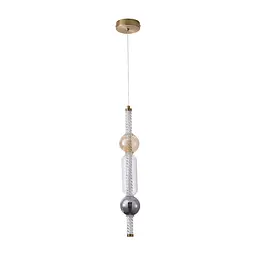 Світильник підвісний LED Levistella 788P39316 AB+SM+AM+CL, 7W, 4000K, абажур, смужки, акрил, для вітальні, вінтажний стиль