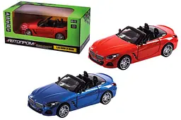Іграшкова легкова машинка BMW Z4 M40i 1:30 Автопром світлозвукові ефекти металева 68412, 2 кольори, в коробці 18х9х9 см