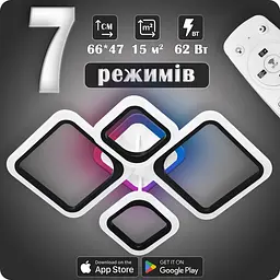Люстра світлодіодна 517 Dlight 3color з пультом 62Вт Чорний (02112) - мініатюра 2