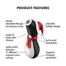 Вакуумний стимулятор клітора Satisfyer Penguin Holiday Edition (чорний) - мініатюра 6