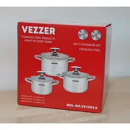 Набір каструль Vezzer з 5-шаровим дном та порожнистими ручками 3 шт. (VZ1293-6) - мініатюра 7