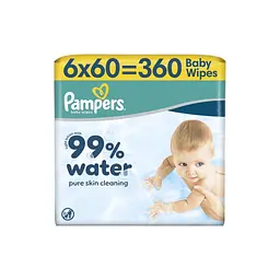Дитячі вологі серветки Pampers 99 Water 60 шт х 6 пачок (360 шт) (8006530116596)