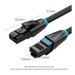 Патч-корд 1м, UTP cat 7 RJ-45 black Vention (IBKBF) - мініатюра 5