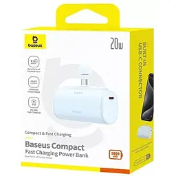 Портативна батарея Baseus Compact Fast Charging Power Bank Type-C Edition 5000 mAh 20W P10068306313-00 Blue - мініатюра 3