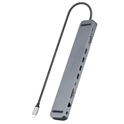 USB-хаб Real-el CQ-1000 USB3.0х3/USB-C/HDMI/VGA/RJ45/SD/TF/3.5 mm audio, 0.4m, Космічний сірий - мініатюра 6
