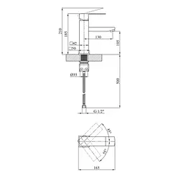 Змішувач для раковини Kroner KRM Edelstahl Kubus - SCH010 (CV023010) - мініатюра 7