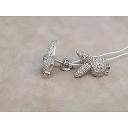 Срібні сережки-пуссети ПЛЕЙБОЙ. 2468/9Р-CZ - мініатюра 2