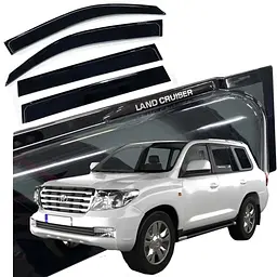 Дефлектори вікон вітровики для Toyota Land Cruiser 200 / LX 570 2007- (Широкі 11 см Логотип 3D)