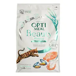 Сухий корм для дорослих котів Optimeal Б'юті Фітнес Здорова вага з морепродуктами 4 кг (B1842401) - мініатюра 2