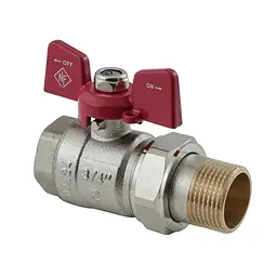 Кран з американкою Nolf Classic NFC.921-08-3/4" FM ГШМ, ручка "метелик" червона NF3151