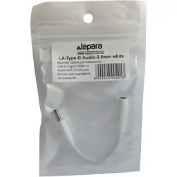 Перехідник Lapara USB Type-C Male - Audio AUX mini jack 3,5 mm Female (LA-Type-C-Audio-3.5mm white) - мініатюра 6
