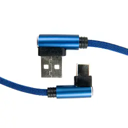 Дата кабель USB 2.0 AM to USB-C 0.25m 90° corner blue Dengos (NTK-TC-UG-SHRT-SET-BLUE) - мініатюра 2