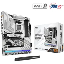 Материнська плата ASRock X870 PRO RS WIFI (AM5/X870, 4*DDR5, 2xPCIex16, HDMI/USB4, 4xSATA, 3xM.2, 2.5GLan, ATX) (X870 PRO RS WIFI) - мініатюра 2