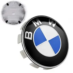 Ковпачки на титани BMW 68 / 65 мм Чорно сині 1 шт (С112)
