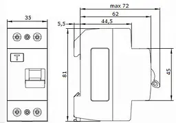 Пристрій захисного відключення 1P+N 32А 30мА AC електромеханічний ПЗВ ECOHOME (ECO020010003) - мініатюра 6
