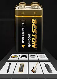 Акумулятор Beston USB крона 9v Li-ion 1000mAh - мініатюра 8