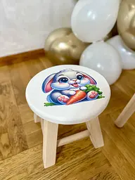 Табурет дитячий Зайчик дерев'яний ручної роботи 25 x 25 x 24 см - мініатюра 2