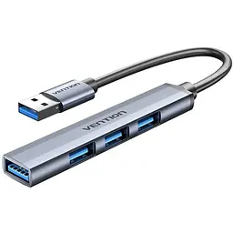 Хаб USB 3.0 -> 1xUSB 3.0/3xUSB 2.0, 0.15м, 5 Гбіт/с, Сірий Vention