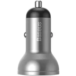 Автомобільний зарядний пристрій Baseus Digital Display Dual USB 4.8A Car Charger 24W CCBX-0S Silver - мініатюра 2