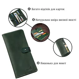 Гаманець із вінтажної шкіри SHVIGEL 16206 зелений - мініатюра 4