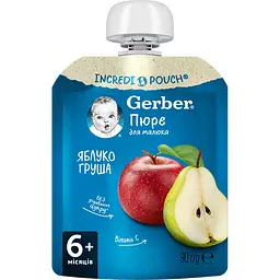 Пюре Gerber Pouch Яблуко і груша 630 г (7 шт. х 90 г) - мініатюра 2